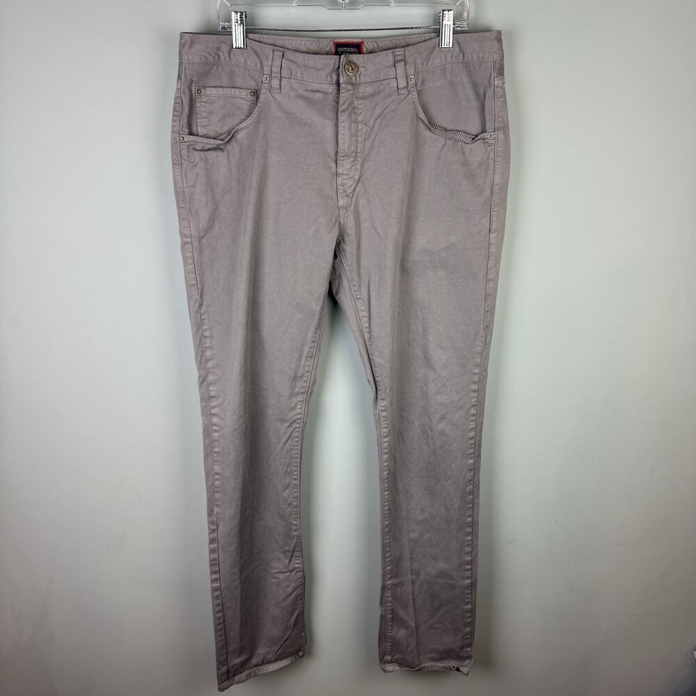 UNTUCKit Mens Straight Fit Pants 36x34 Straight Fit Gray Pima Cotton Spandex